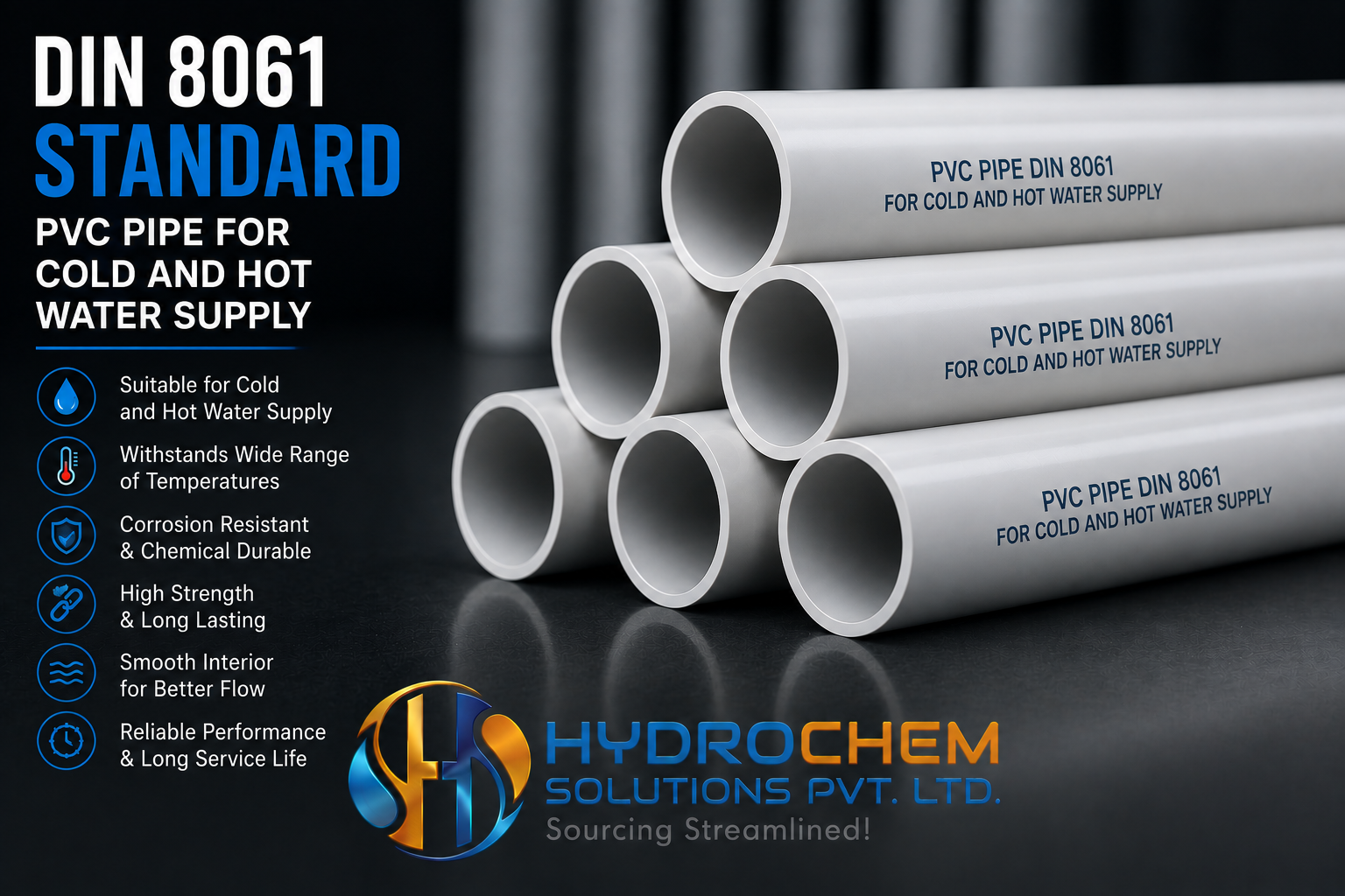 DIN 8061 Standard PVC Pipe For Cold And Hot Water Supply