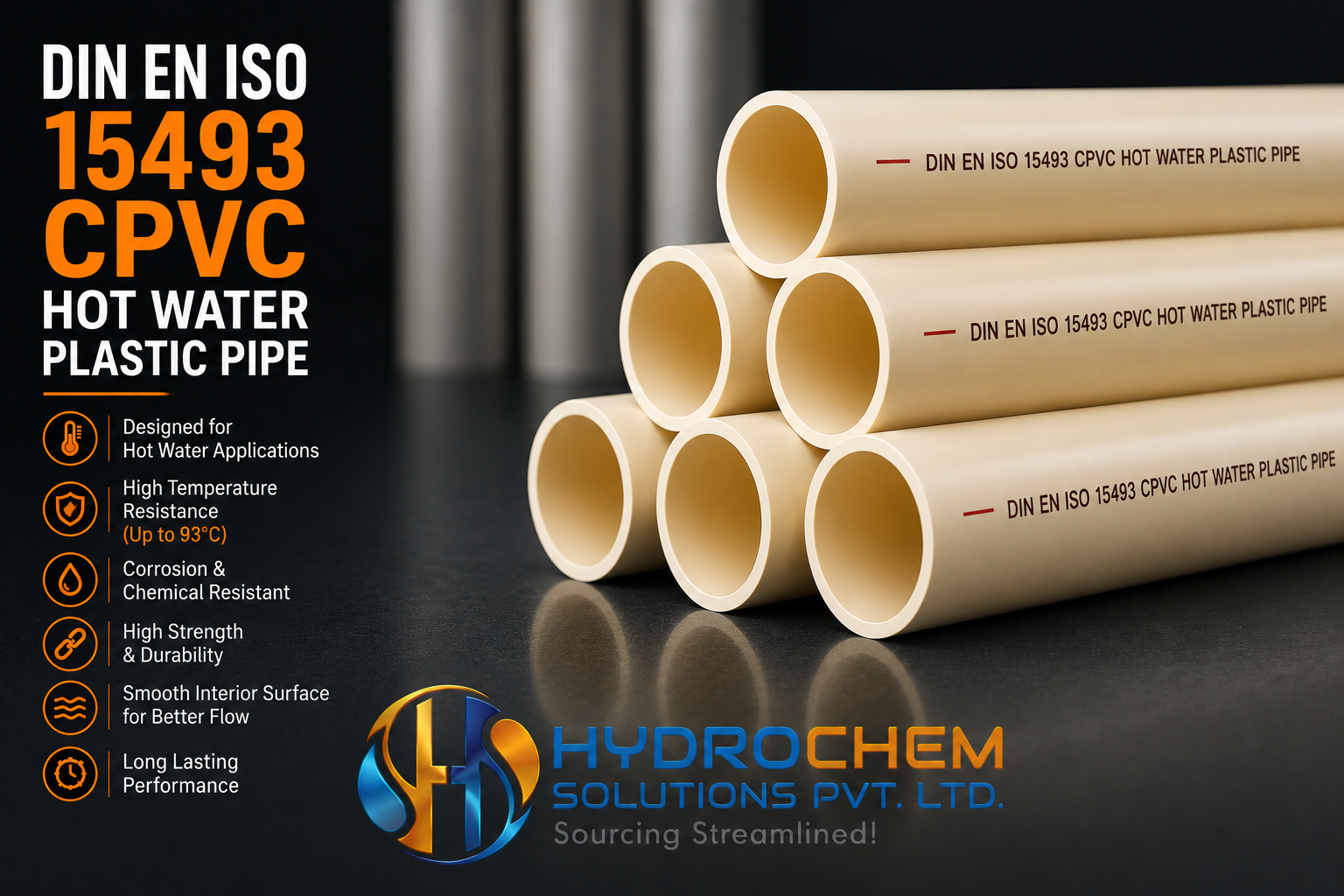 DIN EN ISO 15493 CPVC Hot Water Plastic Pipe