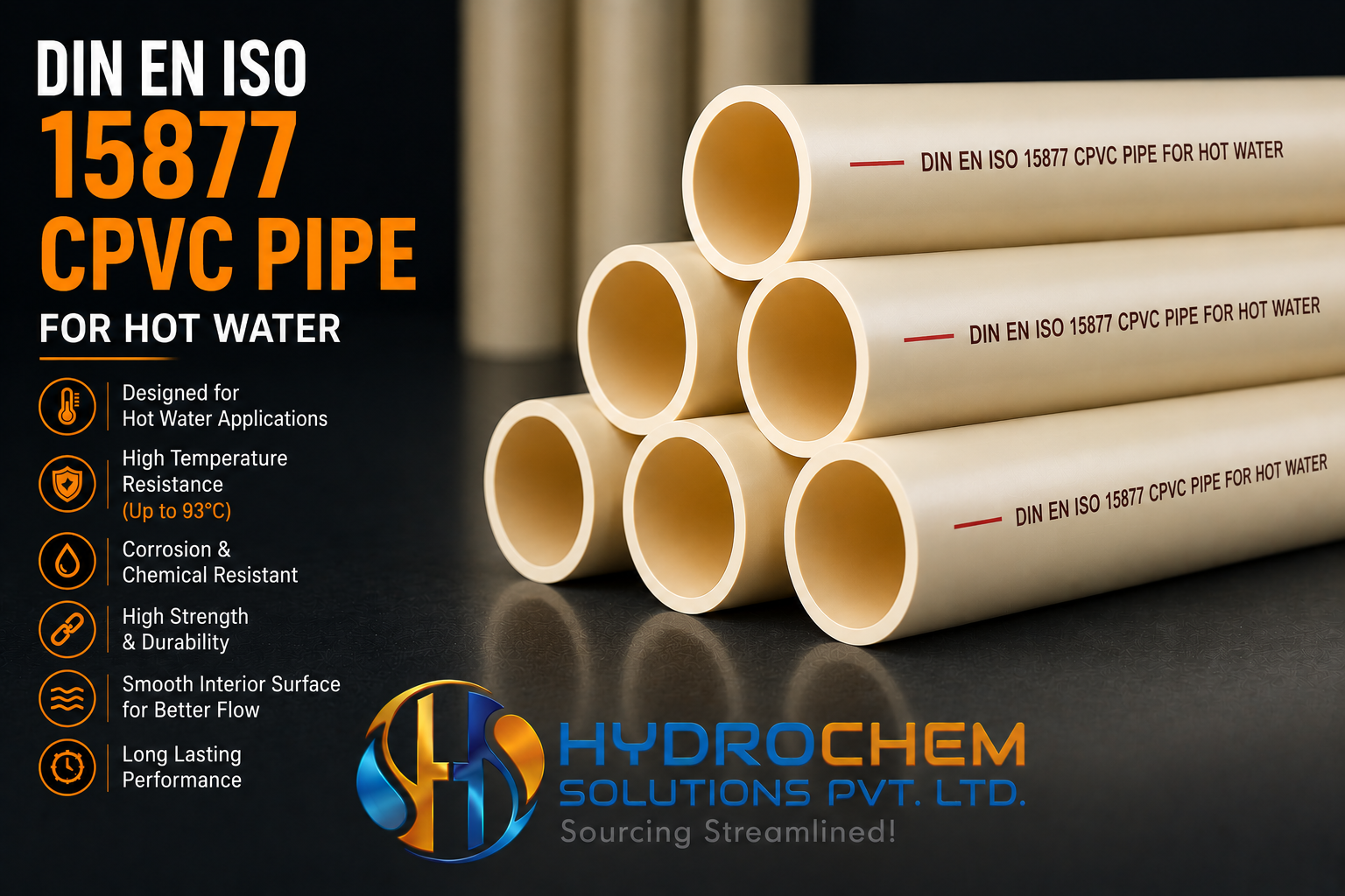 DIN EN ISO 15877 CPVC Pipe For Hot Water